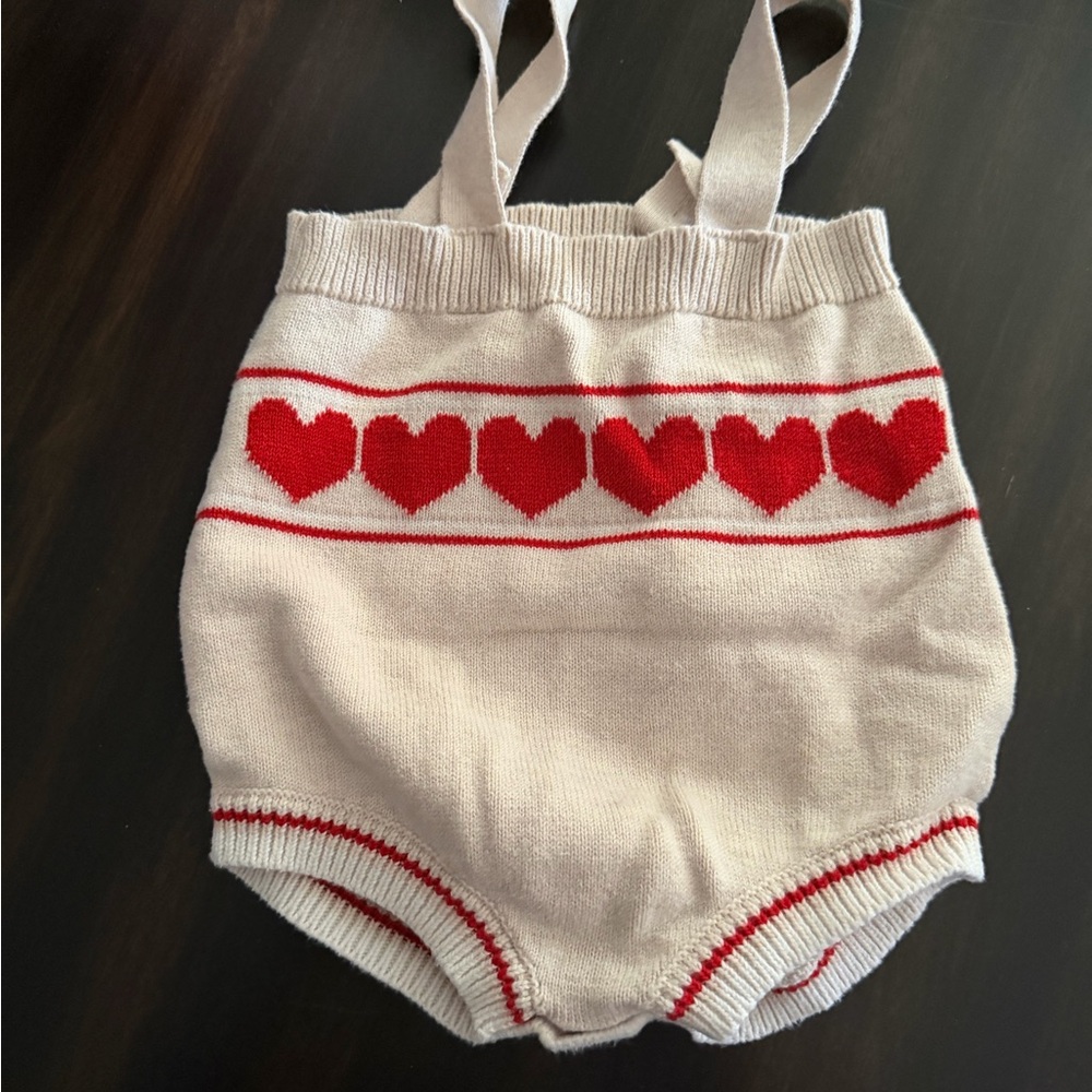 Cat & Jack Cream and Red Heart Diaper Cover